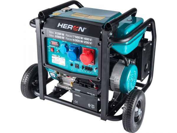 HERON 8896147 benzinmotoros áramfejlesztő oldalról